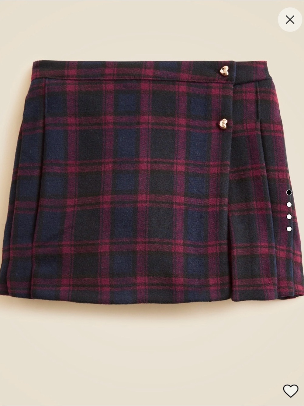 Crewcuts Plaid Wrap Skirt skort in Navy and Burgundy
